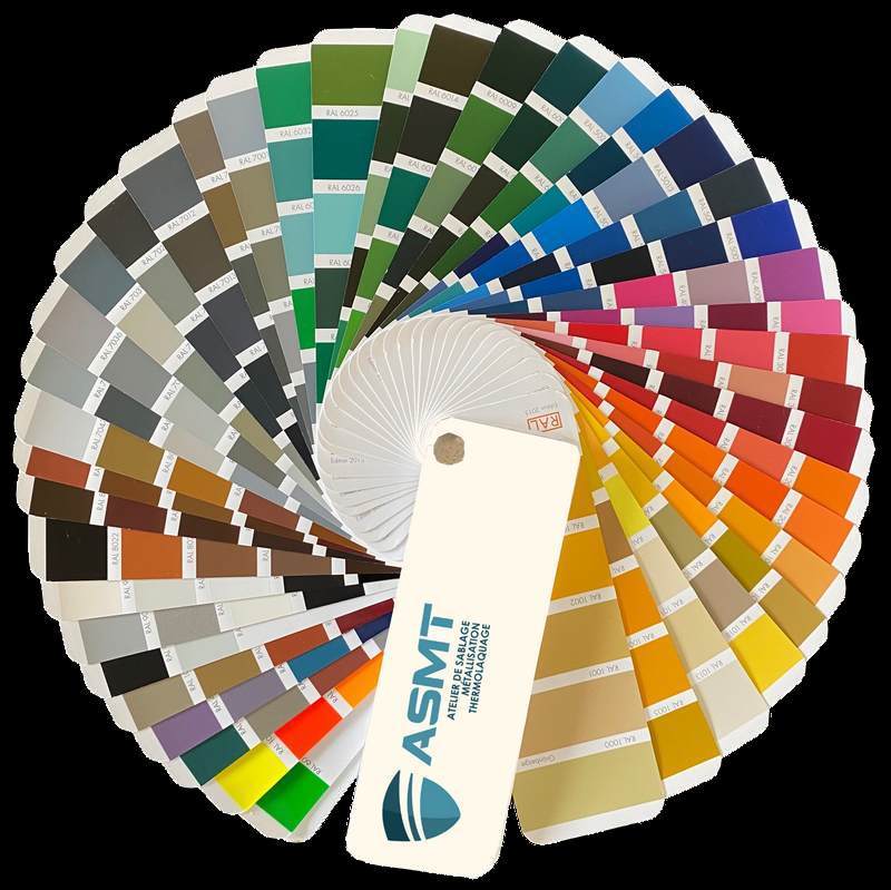 Palette couleur RAL proposés par ASMT